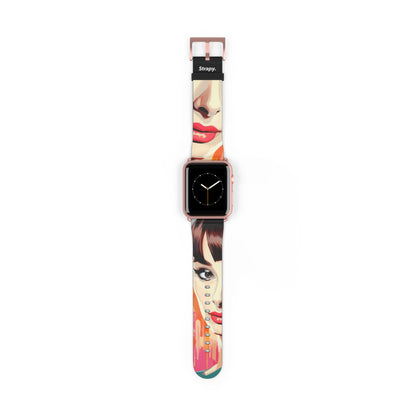 Art Pop Audrey Hepburn – Apple Watch Armband/Band aus Leder