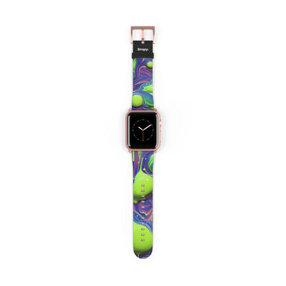 Surreal Acrylic Blobs Pattern - Leather Apple Watch Strap/Band