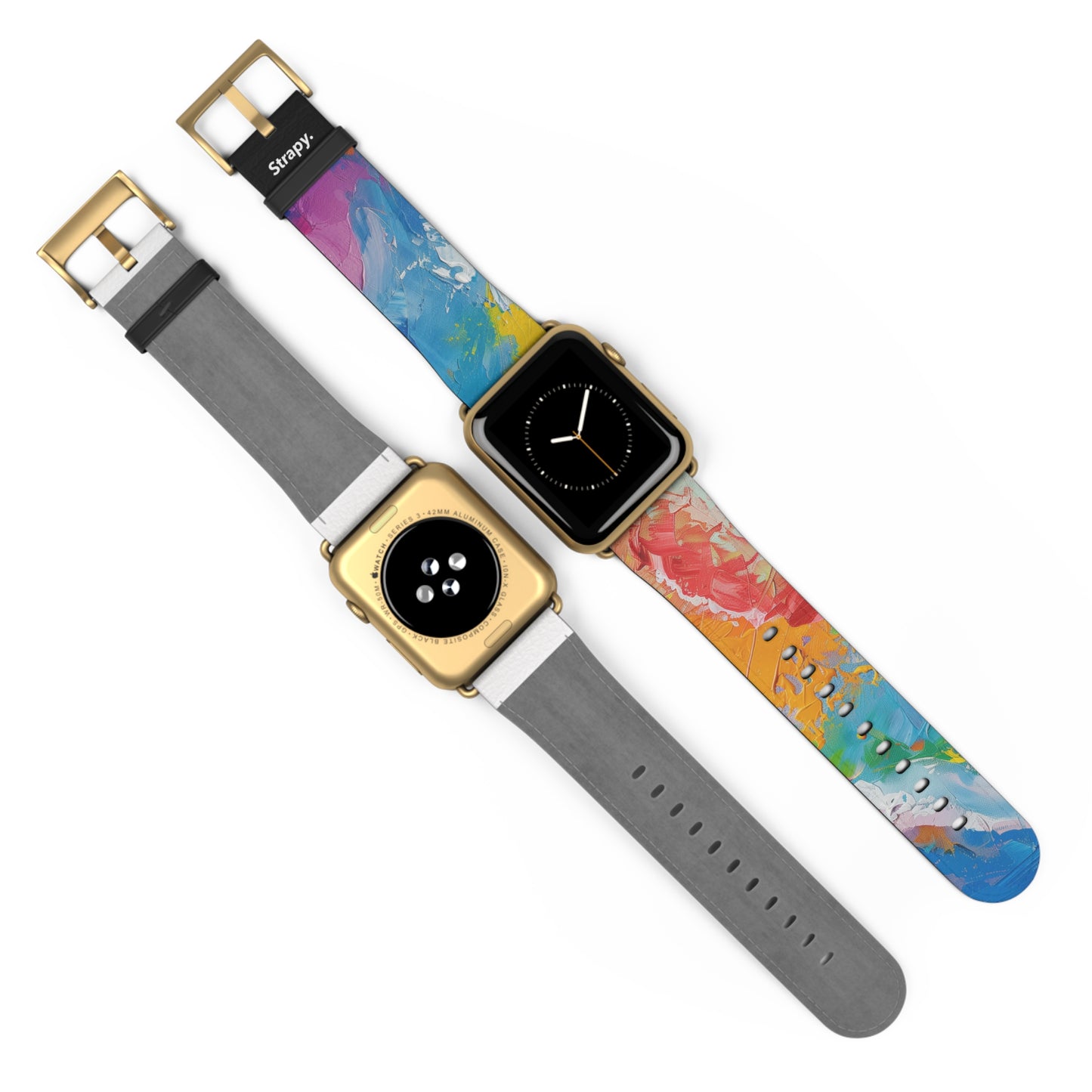 Rainbow Pride Contemporary Acrylic Abstract Pattern Leather Apple Watch Band