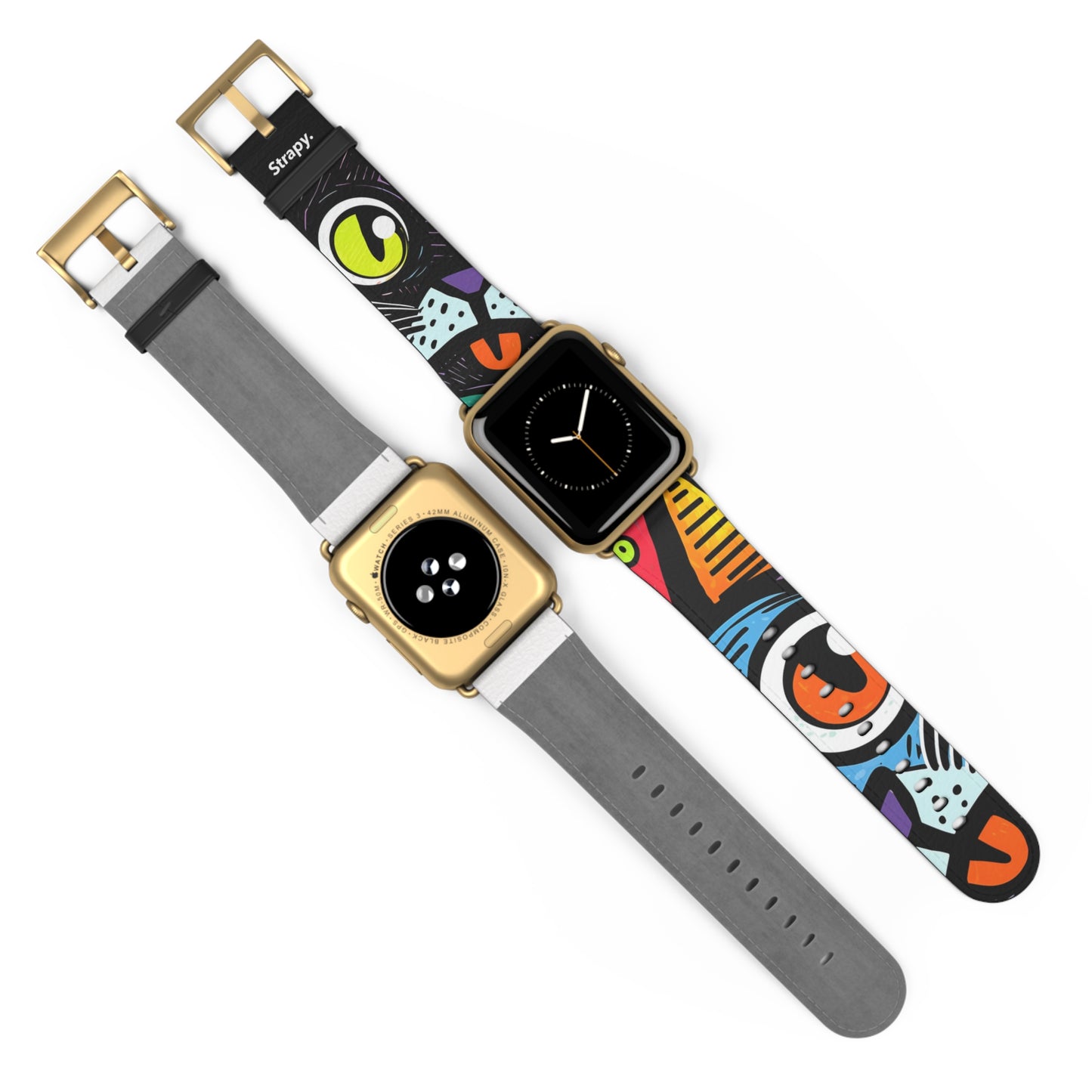 Chats Pop Art Abstrait - Bracelet/Bande Apple Watch en cuir