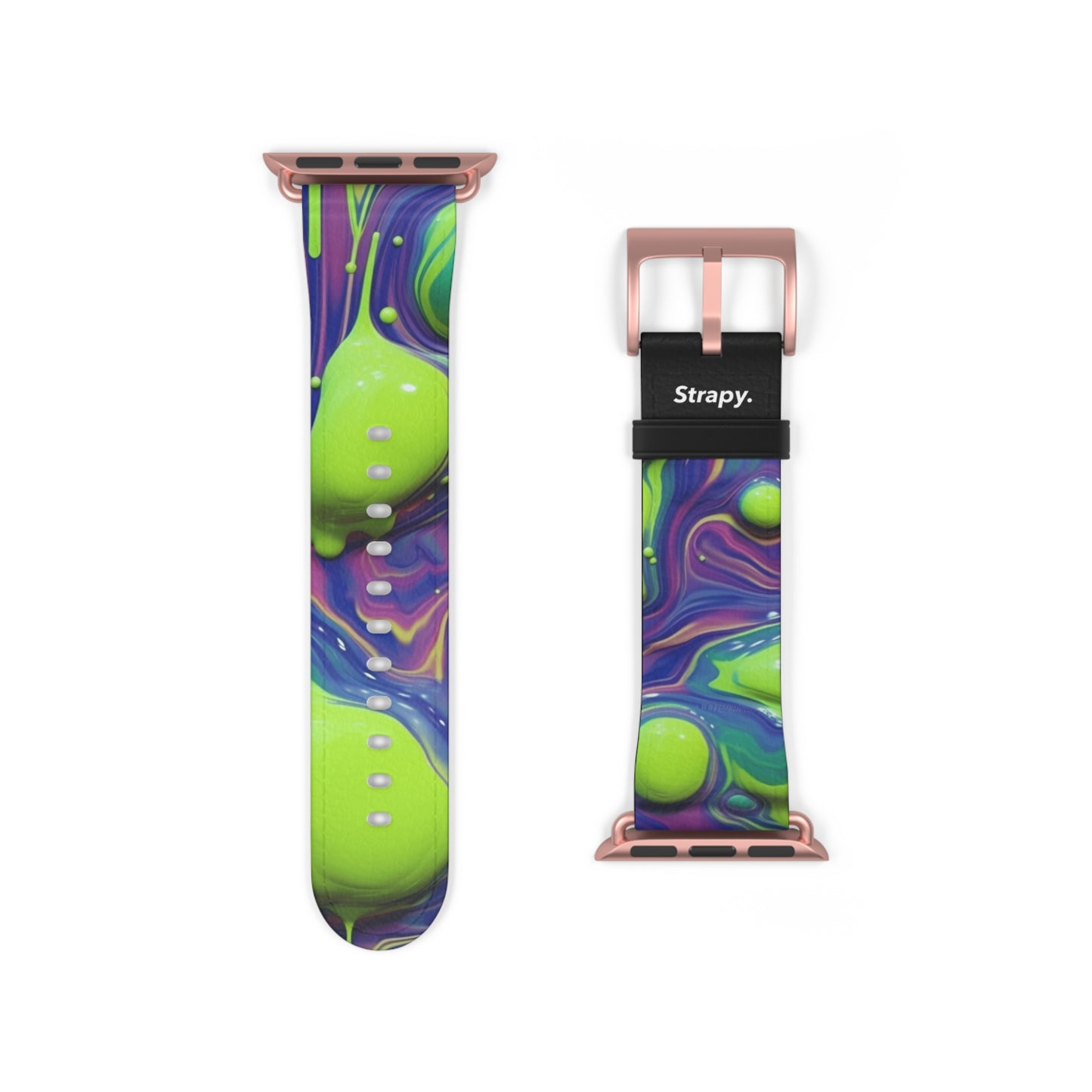 Surreal Acrylic Blobs Pattern - Leather Apple Watch Strap/Band