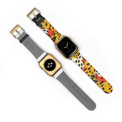 Abstract Leopard Picasso Style Pattern - Leather Apple Watch Strap/Band