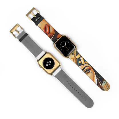 Art Pop Cléopâtre - Bracelet/Bande Apple Watch en cuir