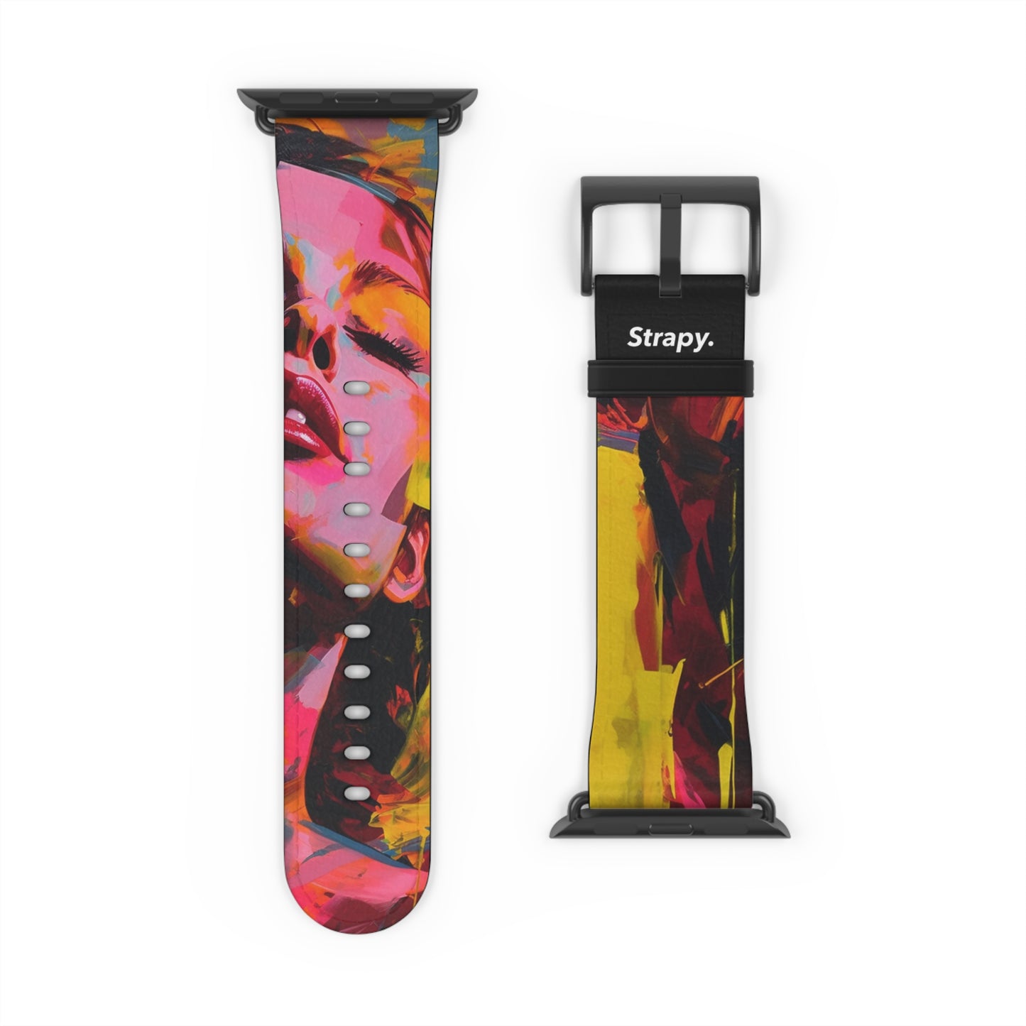 Art Pop Françoise Nielly Hommage Schließen Sie Ihre Augen – Apple Watch Armband/Band aus Leder