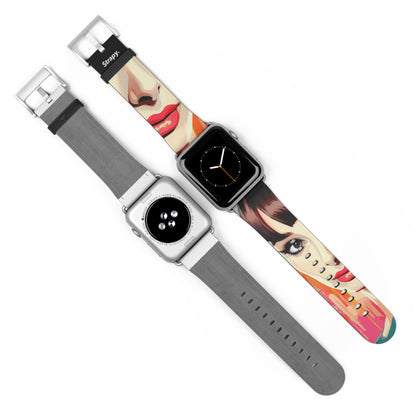 Art Pop Audrey Hepburn - Bracelet/Bande Apple Watch en cuir