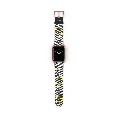 Digital Zebra Leopard Abstact Pattern Leather Apple Watch Band