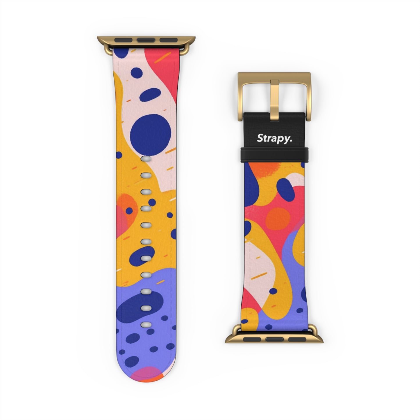 Abstract Art Pop Leopard Polka Dots Pattern - Bracelet/Bande Apple Watch en cuir