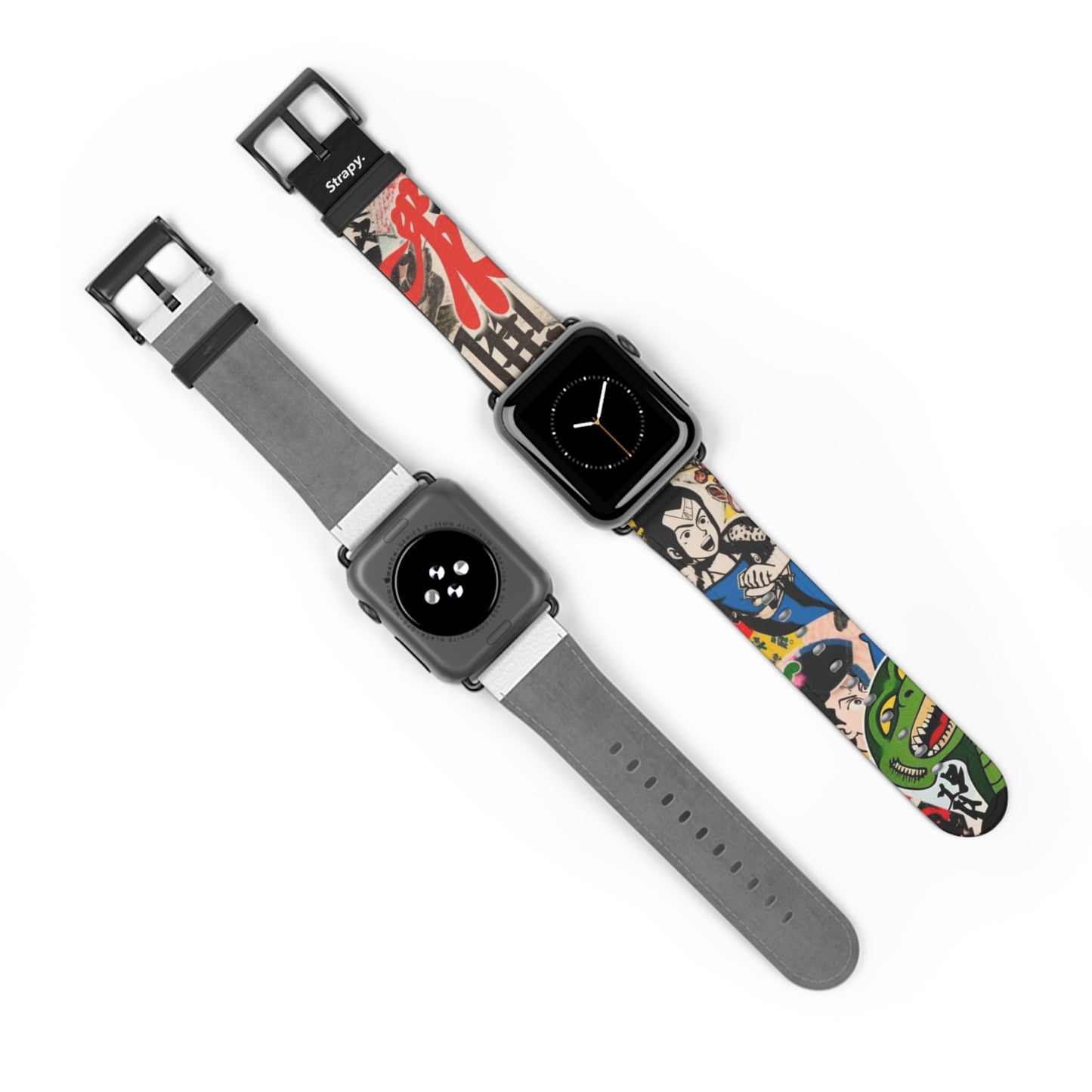 Art Pop Japanisches Cartoon-TV – Apple Watch Armband/Band aus Leder