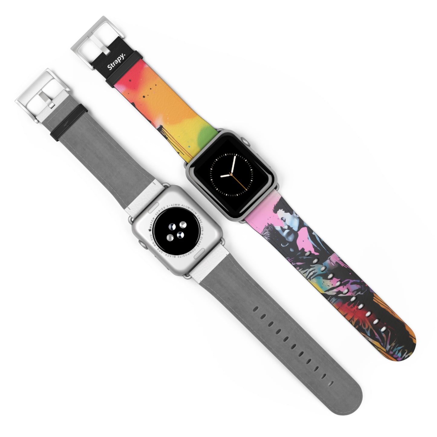 Stencil Love is Love (He/Him/They) Pride - Leather Apple Watch Strap/Band