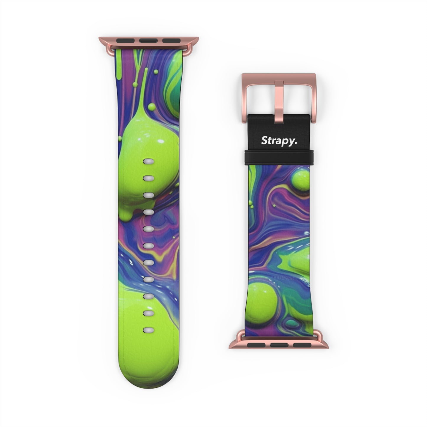 Surreal Acrylic Blobs Pattern - Leather Apple Watch Strap/Band