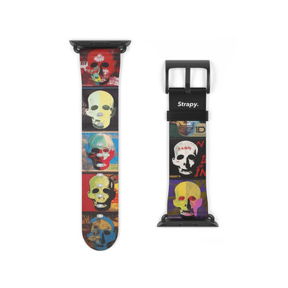 Art Pop Alec Monopoly Homage Head Skulls - Leather Apple Watch Strap/Band