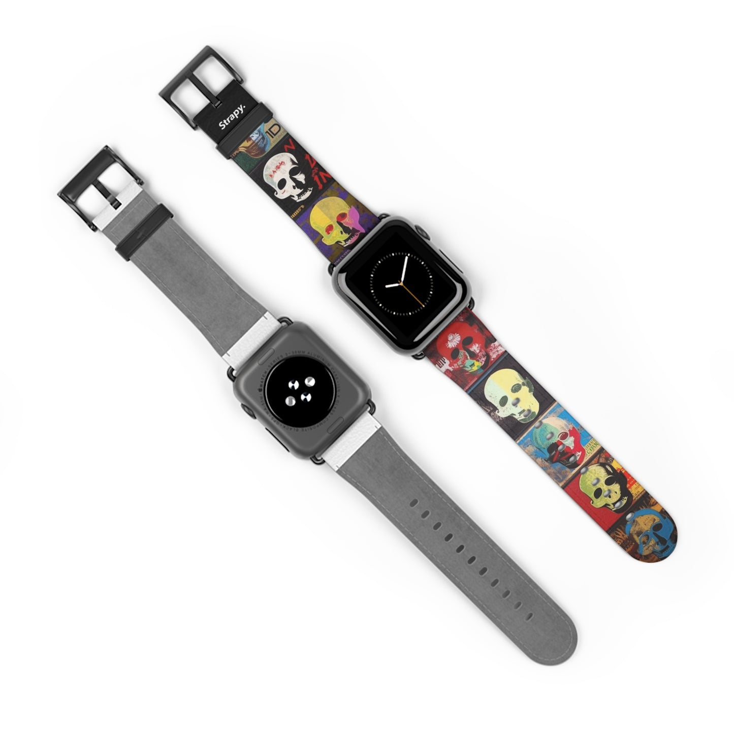 Art Pop Alec Monopoly Homage Head Skulls - Leather Apple Watch Strap/Band