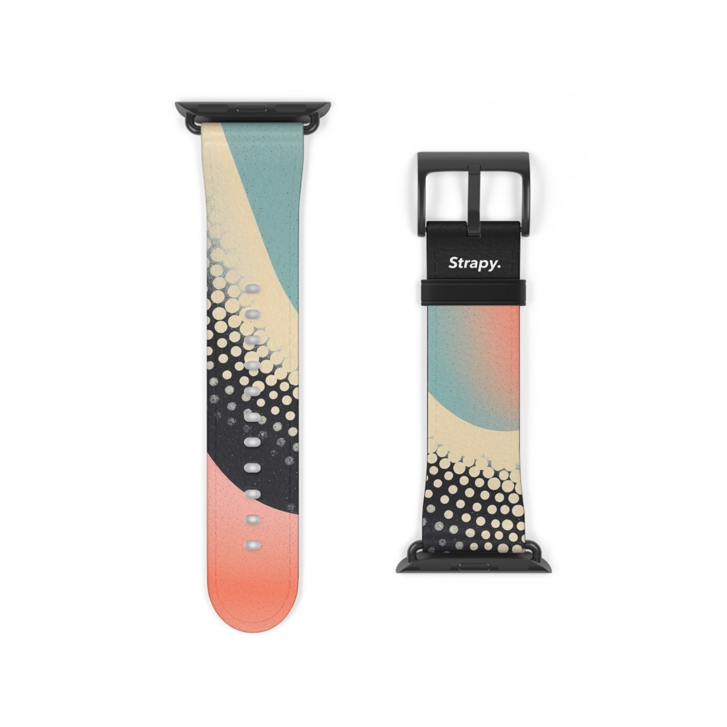 Abstract Risograph Pastel Polka Dots Snake Pattern - Leather Apple Watch Strap/Band