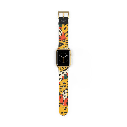 Motif abstrait de style Léopard Picasso - Bracelet/Bande Apple Watch en cuir