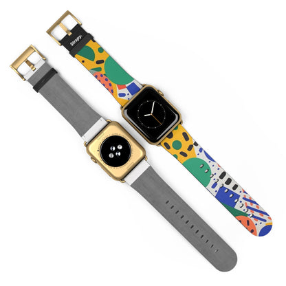 Abstract Minimalist Confetti Pattern - Leather Apple Watch Strap/Band