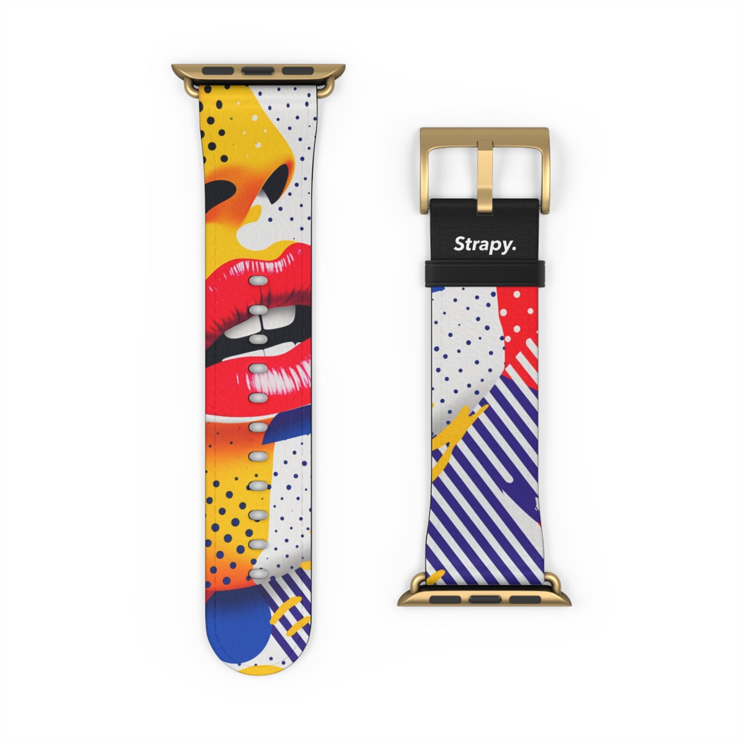 Art Pop Lichtenstein Homage Lips - Leather Apple Watch Strap/Band