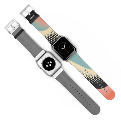 Motif serpent à pois pastel risographe abstrait - Bracelet/Bande Apple Watch en cuir