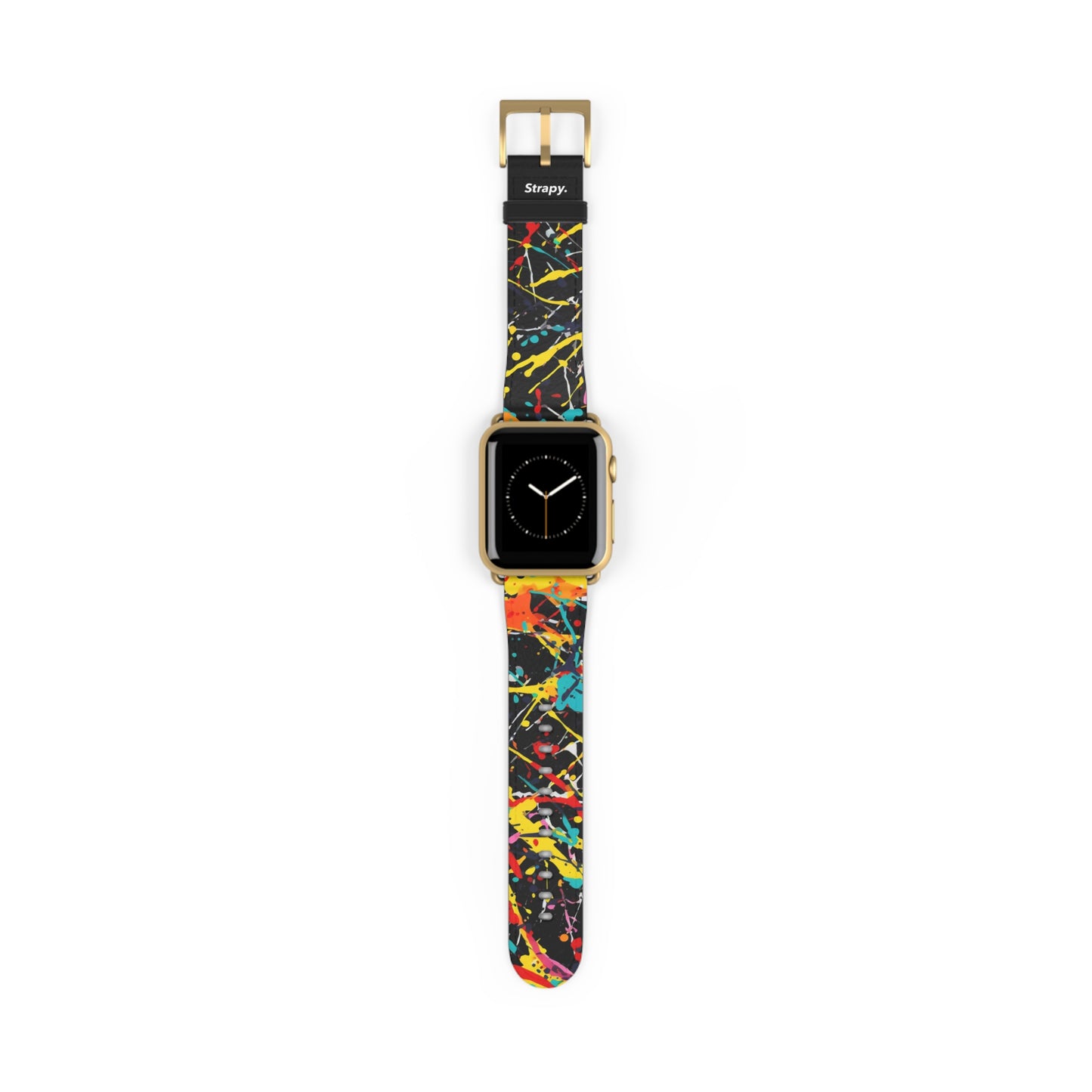 Jackson Pollock Homage Dark Splatter Pattern – Apple Watch Armband/Band aus Leder