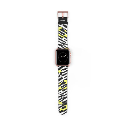 Digital Zebra Leopard Abstact Pattern Leather Apple Watch Band