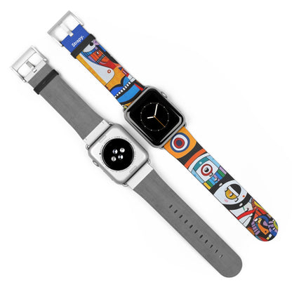 Abstract Eyes & Faces Picasso Style Pattern - Leather Apple Watch Strap/Band