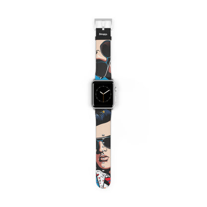 Art Pop Elvis - Bracelet/Bande Apple Watch en cuir