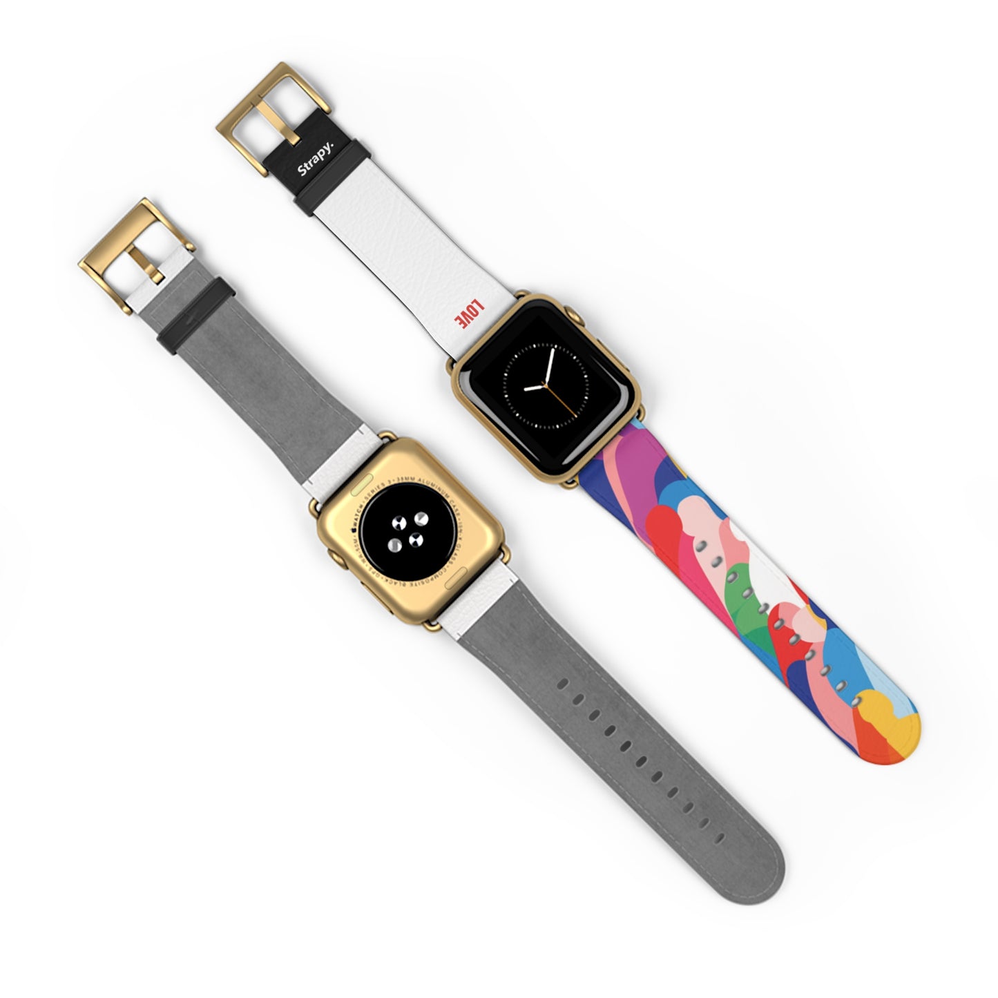 Abstract Love is Love Pride Pattern - Leather Apple Watch Strap/Band