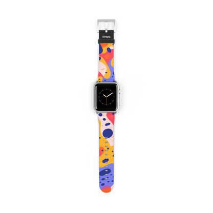 Abstract Art Pop Leopard Polka Dots Pattern - Leather Apple Watch Strap/Band