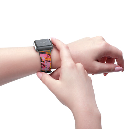 Art Pop Françoise Nielly Hommage Schließen Sie Ihre Augen – Apple Watch Armband/Band aus Leder