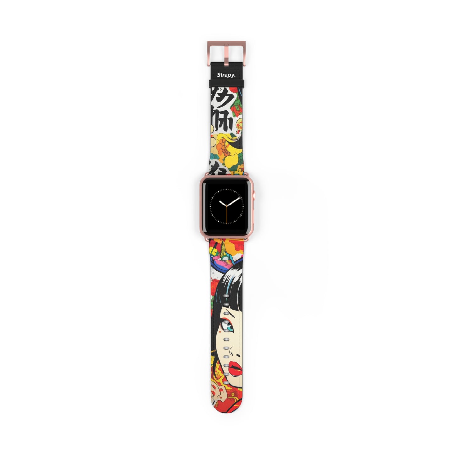 Art Pop Comic Geisha Japanese Stare – Apple Watch Armband/Band aus Leder