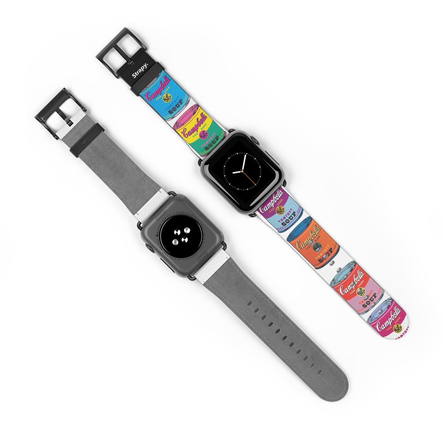 Art Pop Andy Warhol Homage Soup Pattern Leather Apple Watch Band