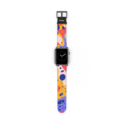 Abstract Art Pop Leopard Polka Dots Pattern - Bracelet/Bande Apple Watch en cuir