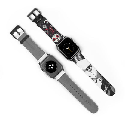 Art Pop Comic Wednesday Addams Stare Leather Apple Watch Band