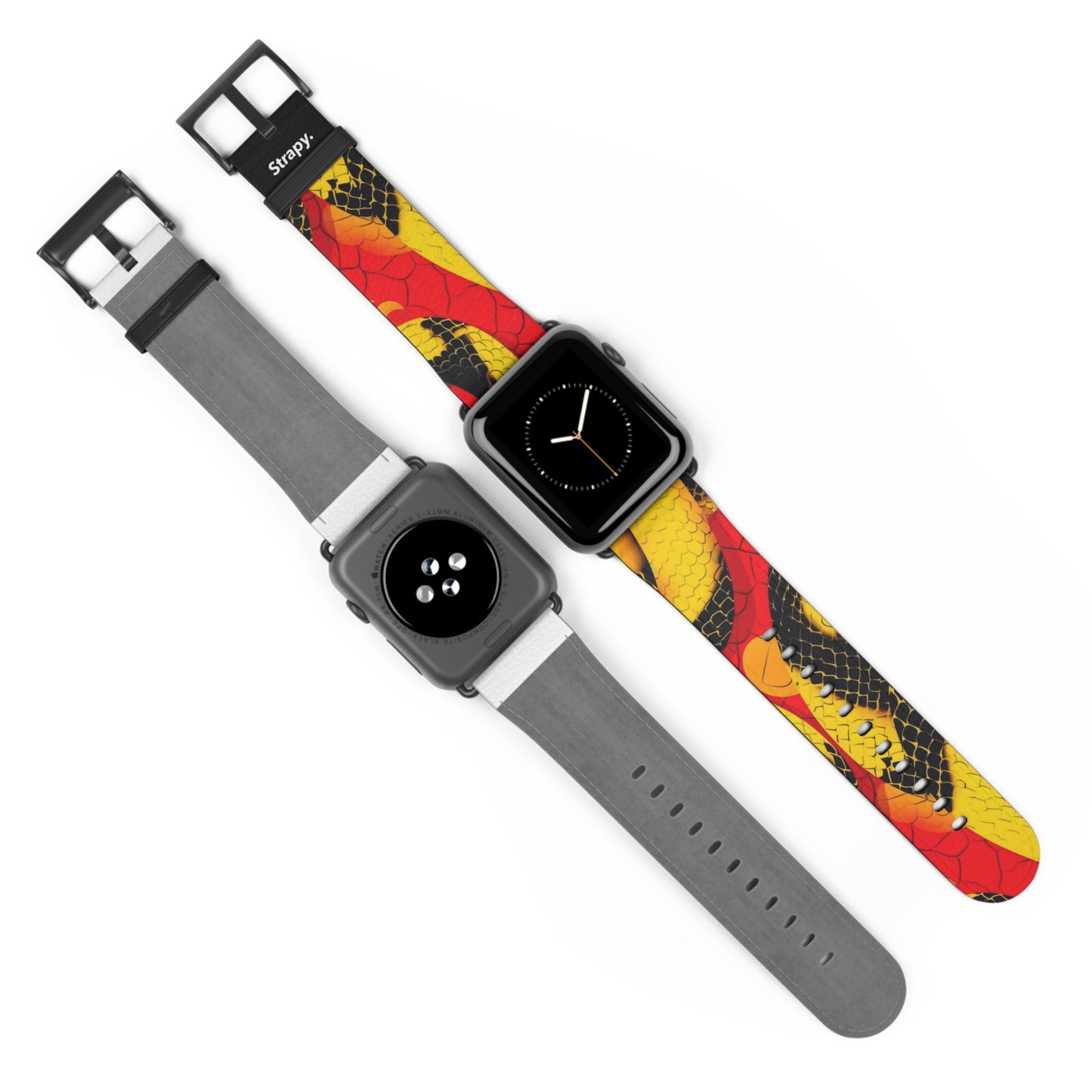 Surreal Art Pop Fire Snake Pattern - Bracelet/Bande Apple Watch en cuir