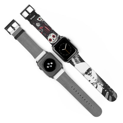 Art Pop Comic Wednesday Addams Stare Leather Apple Watch Band