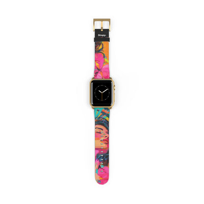 Summer Bliss Woman Contemporary Acrylic Leather Apple Watch Band