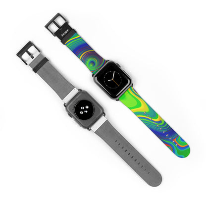 Surreal Wavy Heatmap Pattern Leather Apple Watch Band