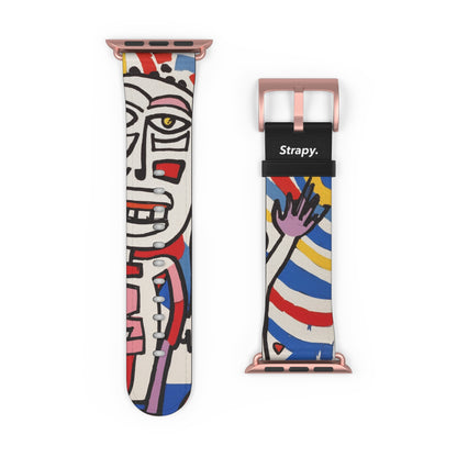 Abstract Jean Dubuffet Homage The Man - Leather Apple Watch Strap/Band