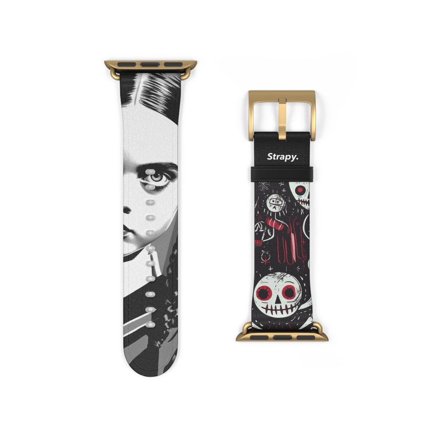 Art Pop Comic Wednesday Addams Stare Leather Apple Watch Band