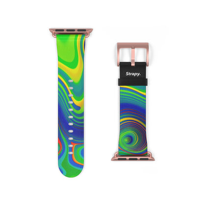 Surreal Wavy Heatmap Pattern Leather Apple Watch Band