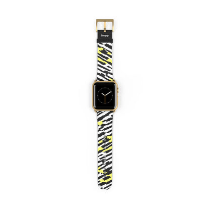 Digital Zebra Leopard Abstact Pattern Leather Apple Watch Band