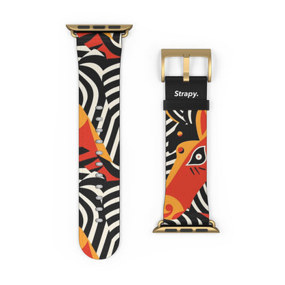 Abstract Zebra Picasso Style Pattern - Leather Apple Watch Strap/Band