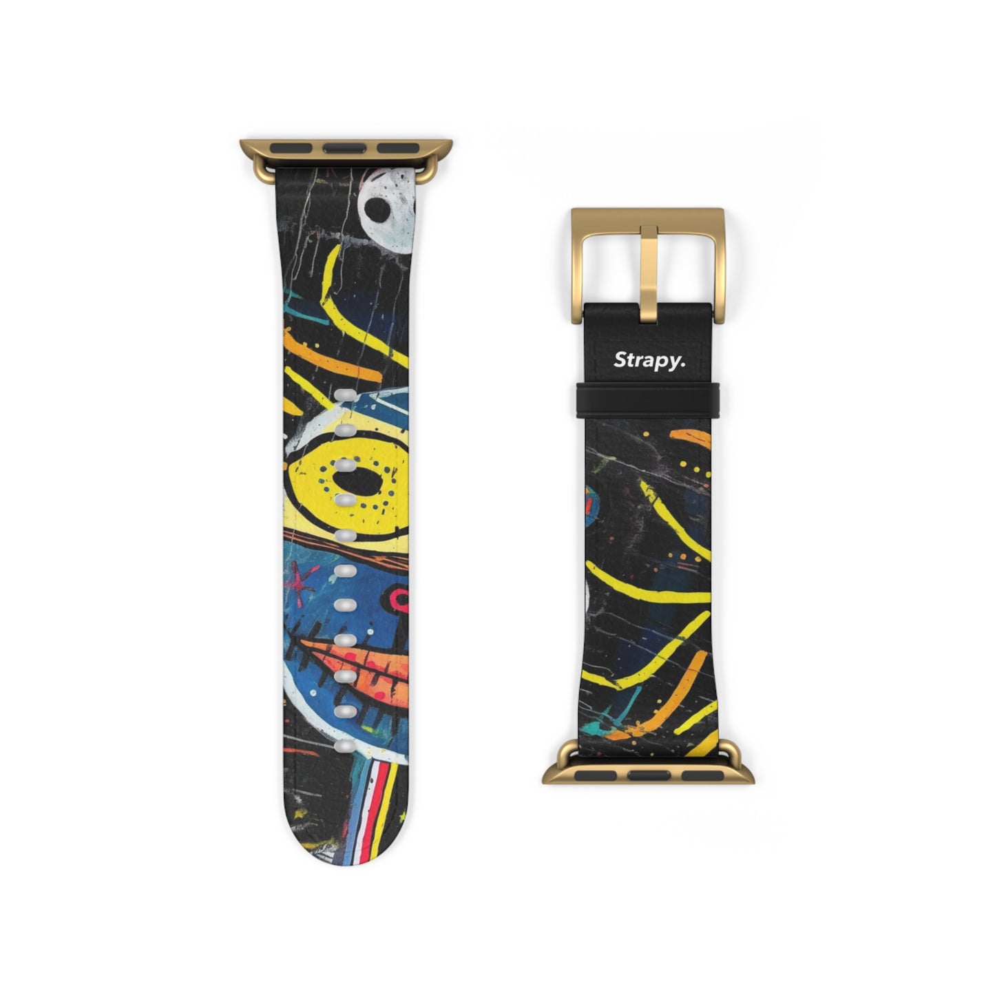 Abstrakter menschlicher Basquiat-Stil – Apple-Watch-Armband/Armband aus Leder