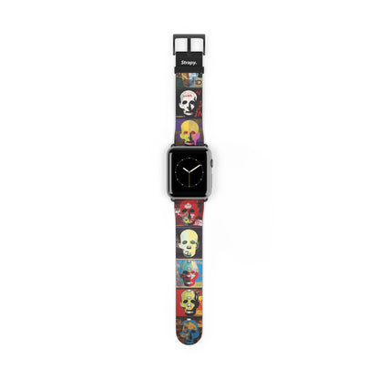 Art Pop Alec Monopoly Homage Head Skulls – Apple Watch Armband/Band aus Leder