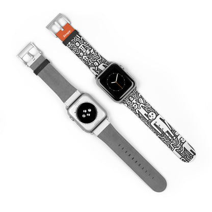 Motif de lignes audacieuses humaines abstraites géométriques - Bracelet/Bande Apple Watch en cuir