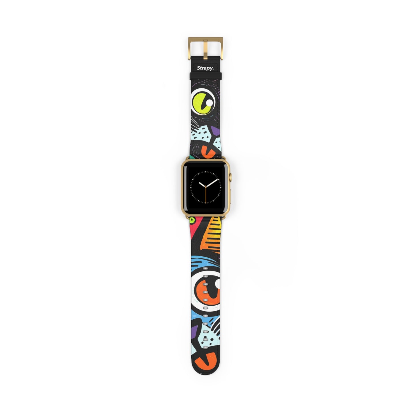 Abstract Art Pop Cats - Leather Apple Watch Strap/Band