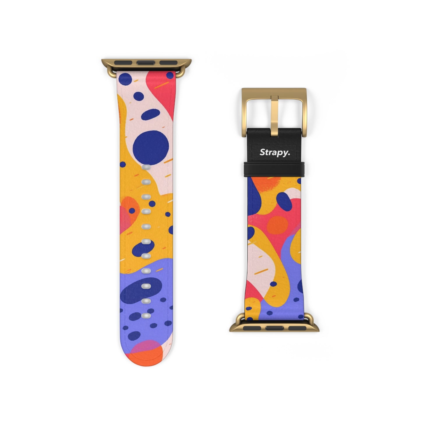 Abstract Art Pop Leopard Polka Dots Pattern - Leather Apple Watch Strap/Band