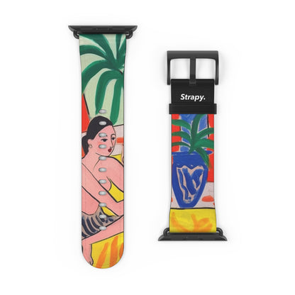 Painting Henri Matisse Homage Sitting Woman - Leather Apple Watch Strap/Band