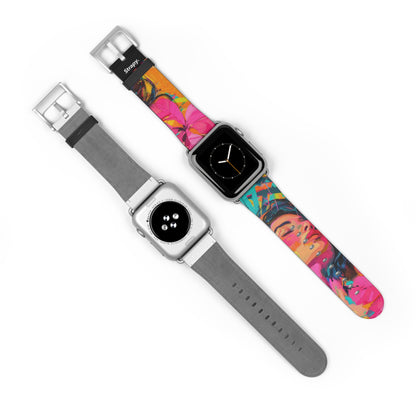 Summer Bliss Woman Contemporary Acrylic Leather Apple Watch Band