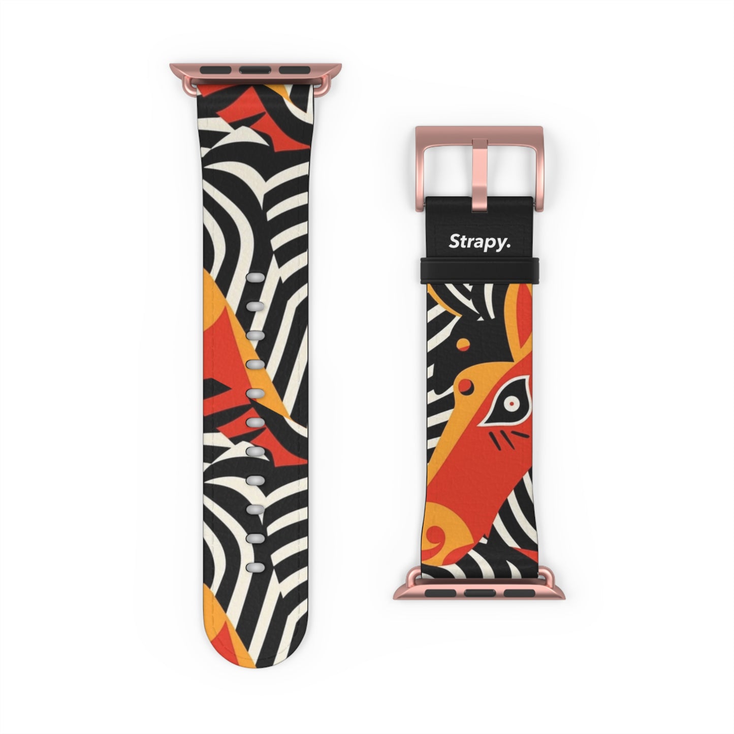 Abstract Zebra Picasso Style Pattern - Leather Apple Watch Strap/Band