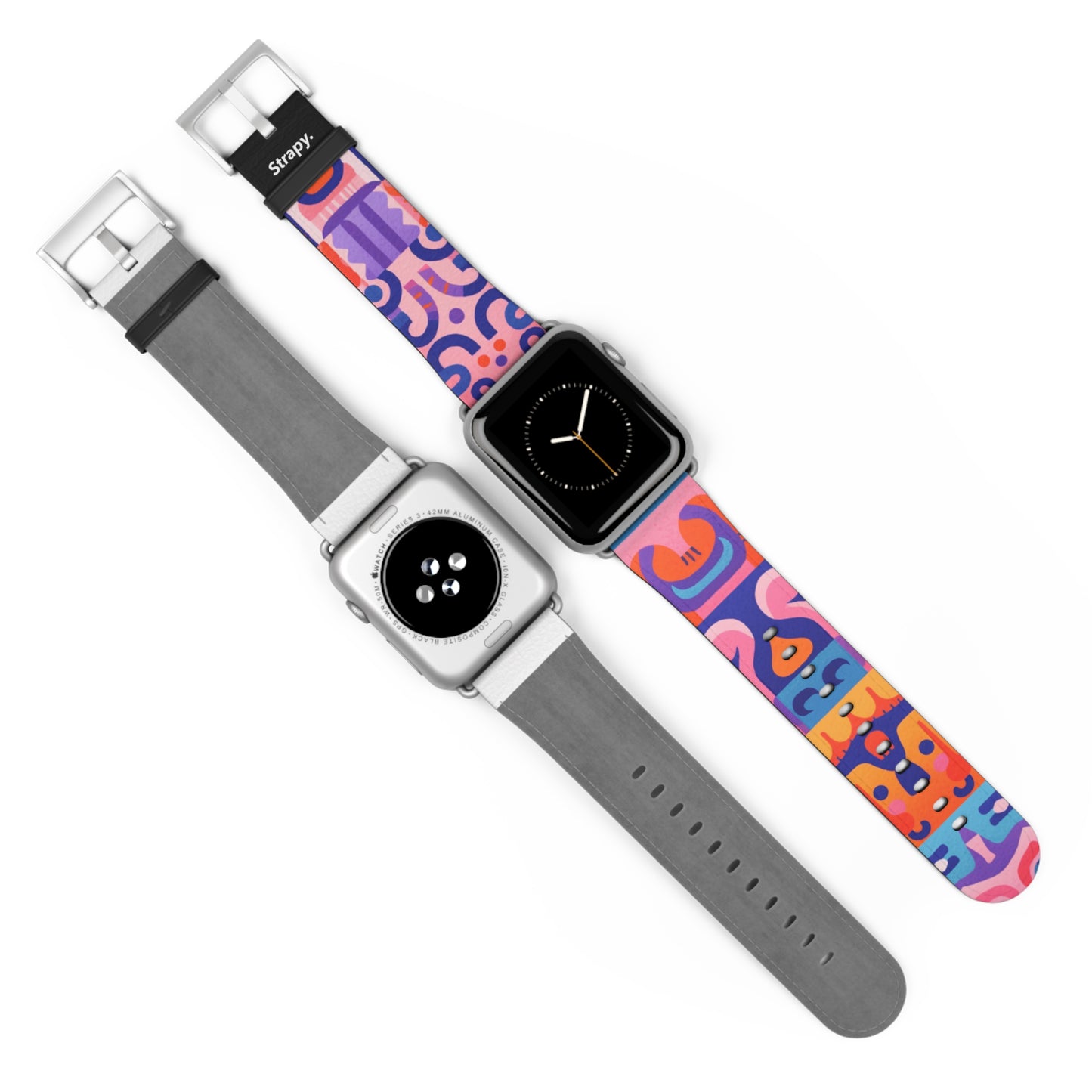 Abstraktes Kunst-Pop-Kreaturen-Muster – Apple-Watch-Armband/Armband aus Leder